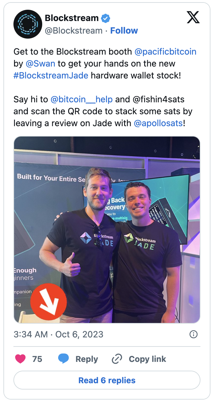 Blockstream promoting Apollo review campaign